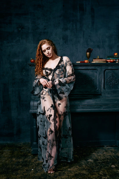 Butterfly Sheer Maxi Robe - Coco & Lola's Lingerie Memphis 